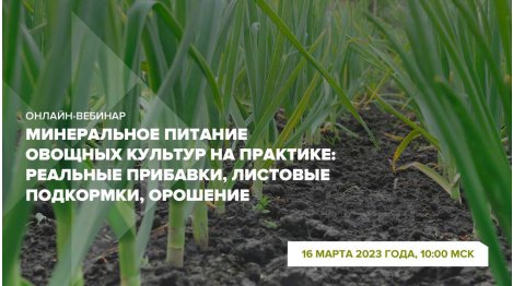 Онлайн-вебинар "Минеральное питание овощных культур: прибавки, листовые подкормки, орошение"